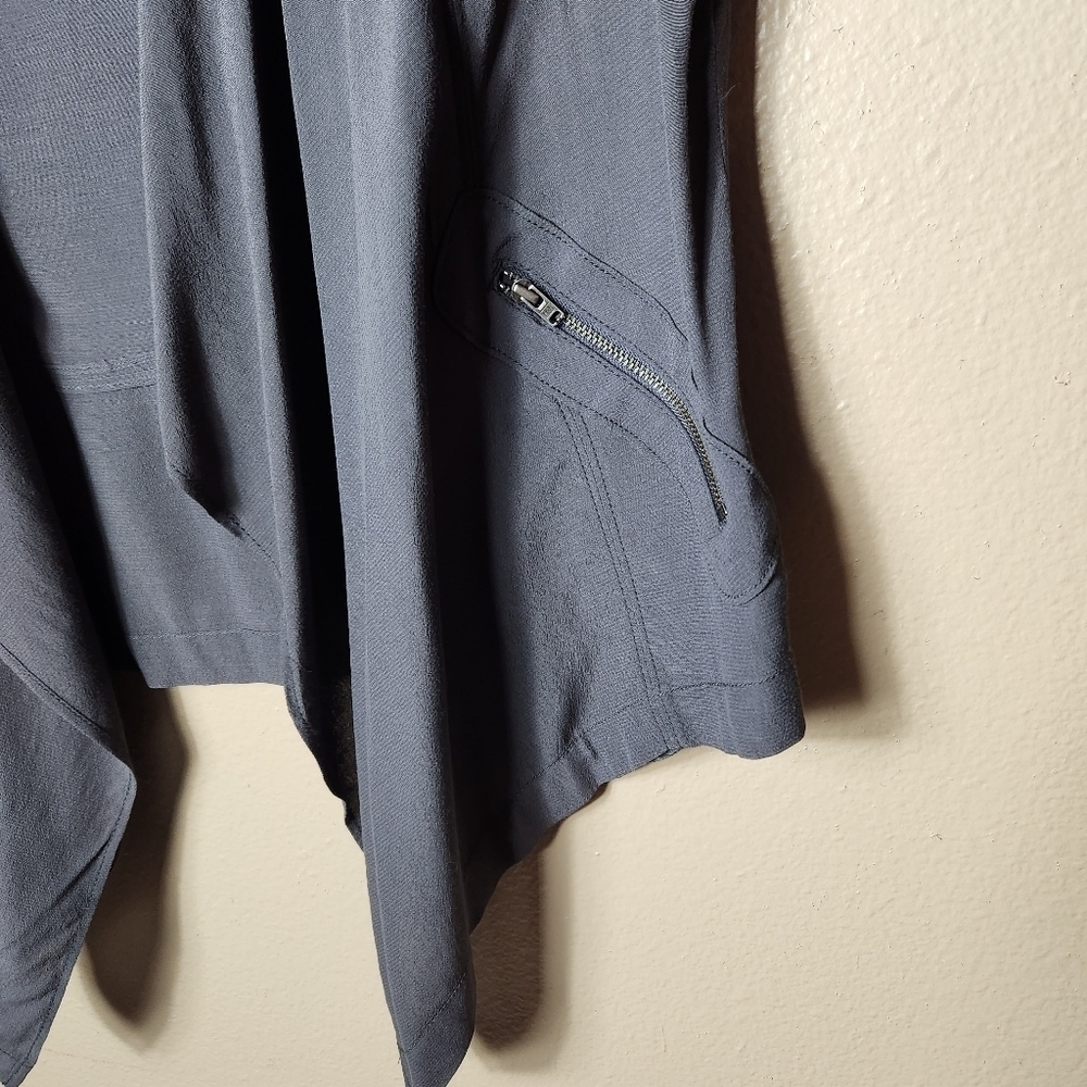 Anthropologie Elevenses Dark Gray Rayon Open Waterfall Moto Style Jacket-Size S - Picture 4 of 10